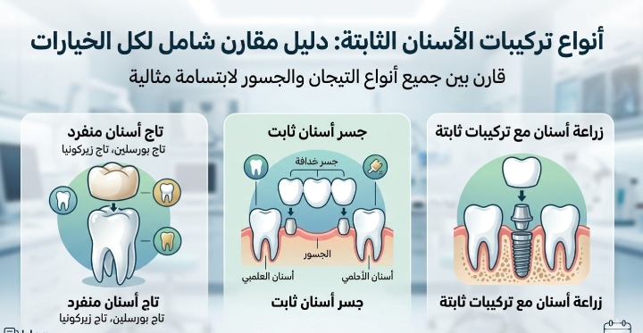 الفرق بين التاج الجسر و زراعة الأسنان